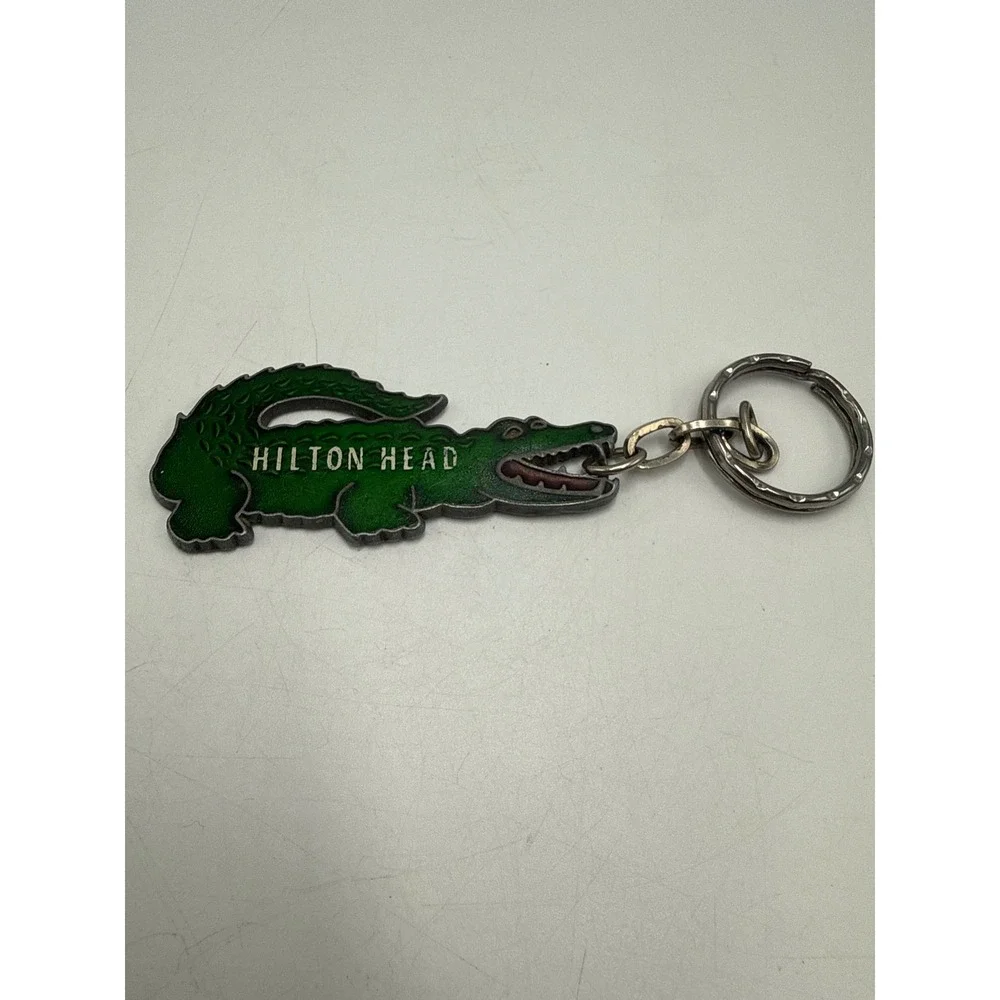 Vintage‎ Hilton Head Alligator Keychain Green Metal Souvenir South Carolina